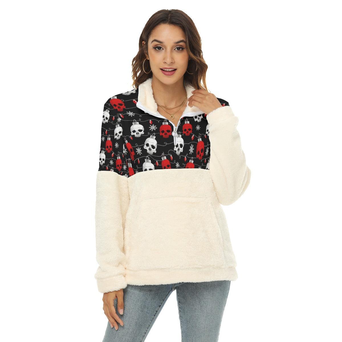 Bauble Skull Borg Fleece Sweatshirt With Half Zip - Wonder Skull
