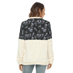 Cracked Skull Borg Fleece Sweatshirt With Half Zip - Wonder Skull