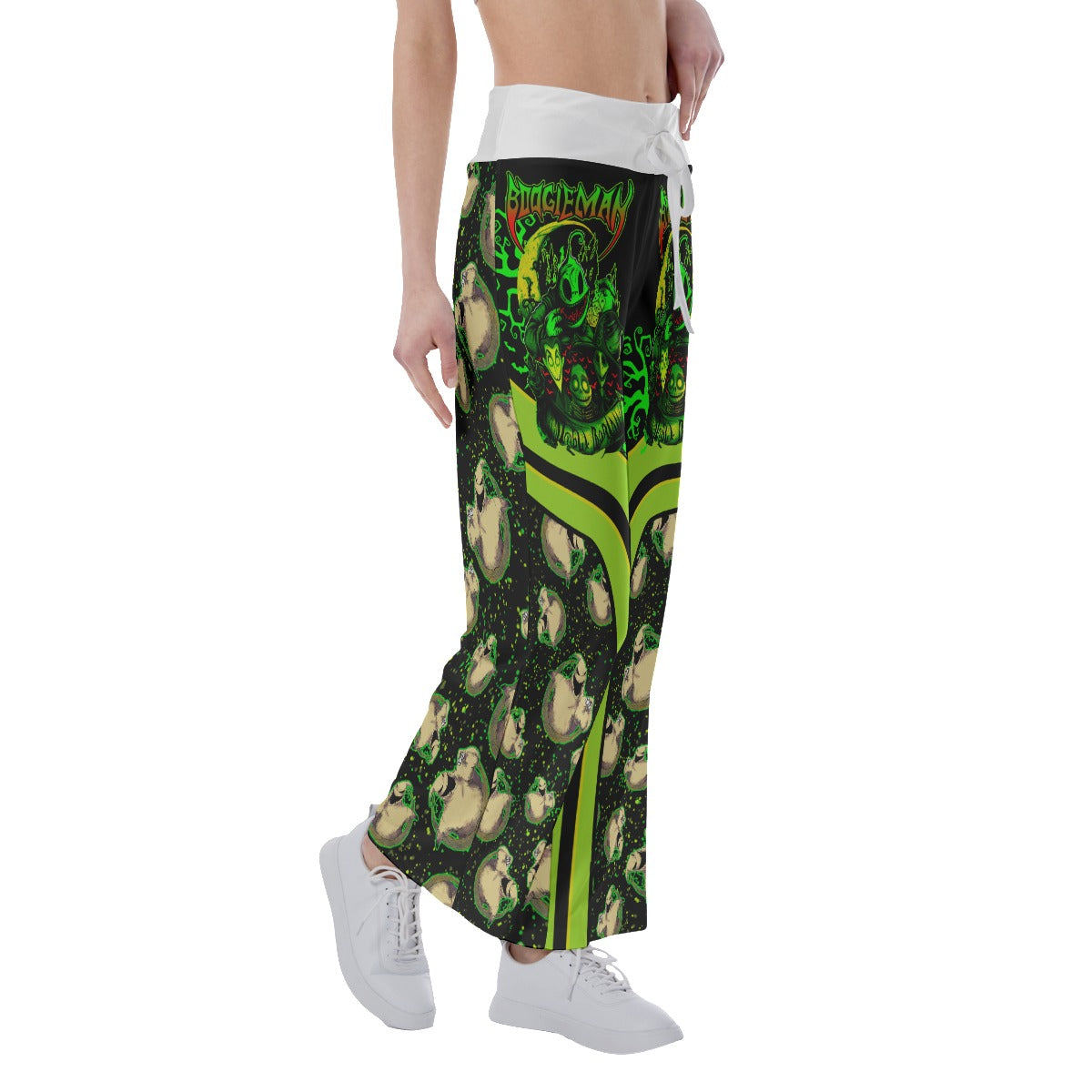 Halloween Boo Skull Art Women's High-waisted Wide Leg Pants | Wonder Skull