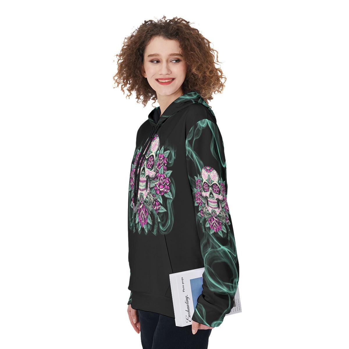 Gothic Skull Warning This Tattooed Girl Flower Funny Hoodie For Women - Wonder Skull