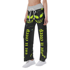 Eat It Creep Skull Smile High-waisted Straight-leg Trousers - Wonder Skull