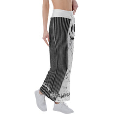Black White Nightmare Art Women's High-waisted Wide Leg Pants | Wonder Skull