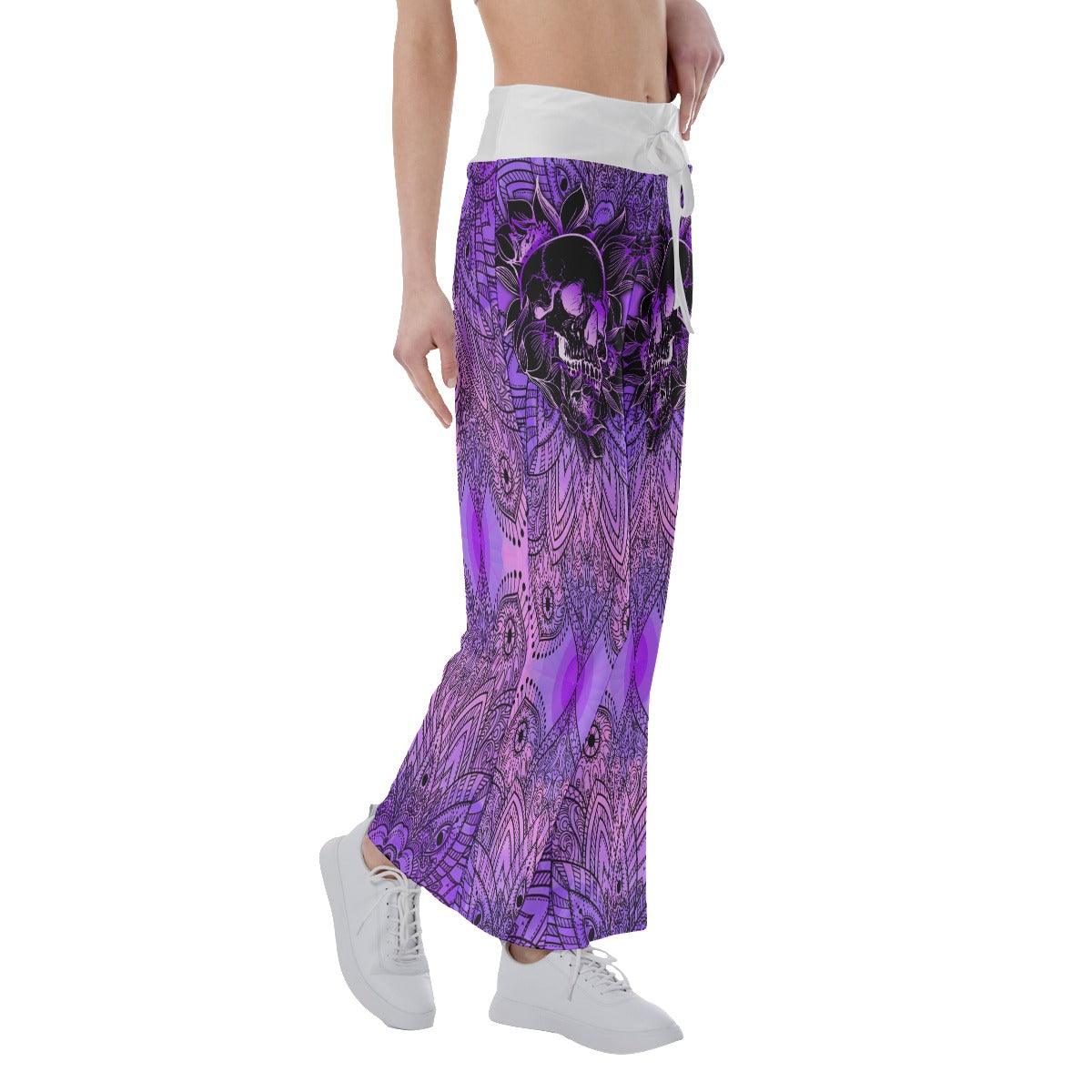 Violet Skull Mandala High-waisted Wide Leg Pants - Wonder Skull