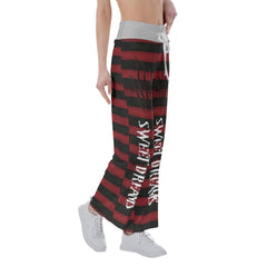Half Red Black Sweet Dream High-waisted Wide Leg Pants - Wonder Skull