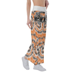 Orange Black Tribe Vibe Skull Mom High-waisted Wide Leg Pants - Wonder Skull