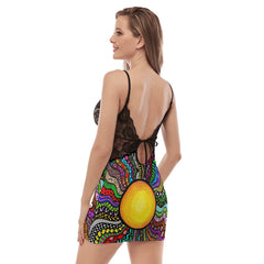 Sunflower Hippie Gothic Women's Back Straps Cami Dress - Wonder Skull