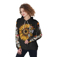 Happy Fall Y'all Skull Flower Funny Hoodie For Women - Wonder Skull