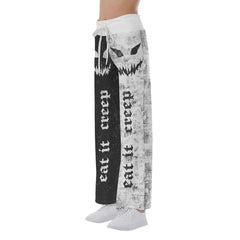 Black White Horror Smile High-waisted Wide Leg Pants - Wonder Skull