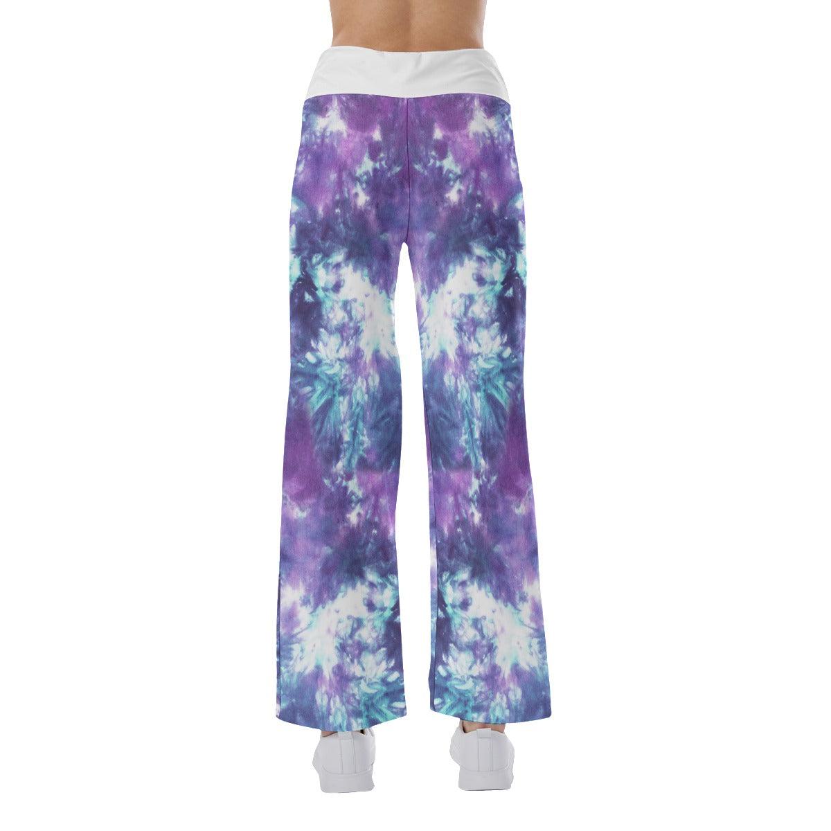 Purple Cloud Skull Mom High-waisted Wide Leg Pants - Wonder Skull