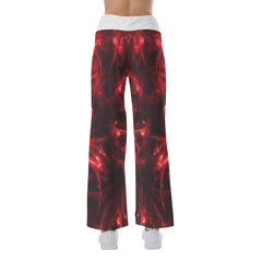 Red Energy Abstract Skull High-waisted Wide Leg Pants - Wonder Skull