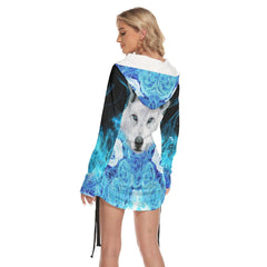Fire Snow Wolf Fire One Shoulder For Women - Wonder Skull