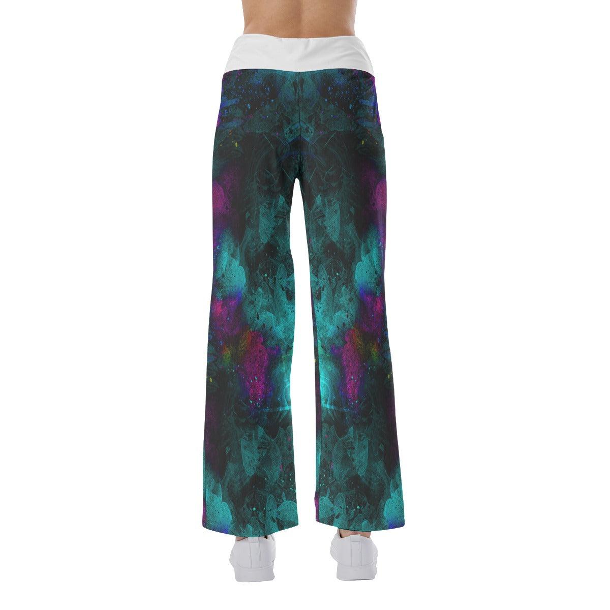 Blue Ocean Skull High-waisted Wide Leg Pants - Wonder Skull
