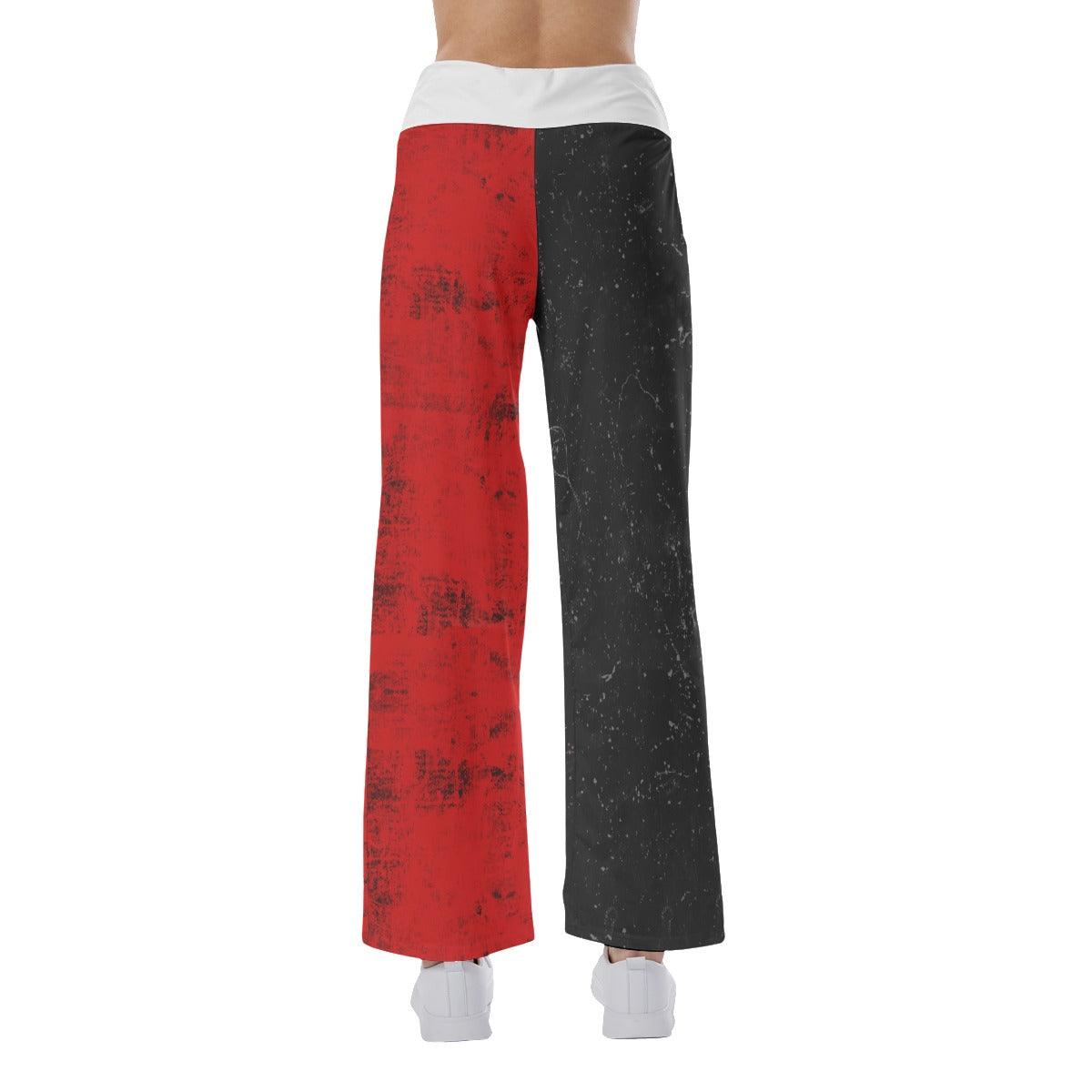 Black Red Horror Smile High-waisted Wide Leg Pants - Wonder Skull