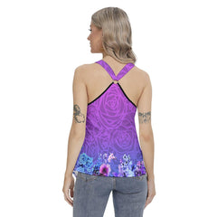 Pink Flower Skull Gothic Women's Racing Tank Top - Wonder Skull