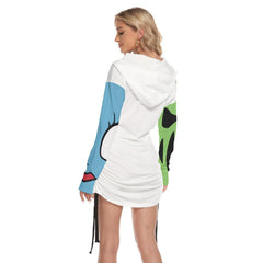 Nightmare Smile Open Shoulder Dress Hoodie - Wonder Skull