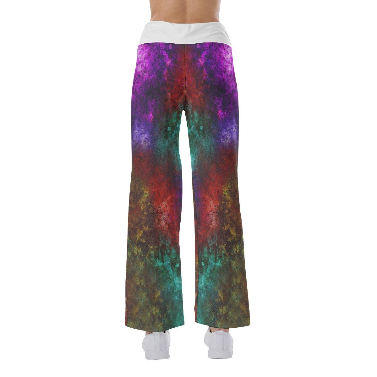 Green Purple Horror Little Smile High-waisted Wide Leg Pants - Wonder Skull