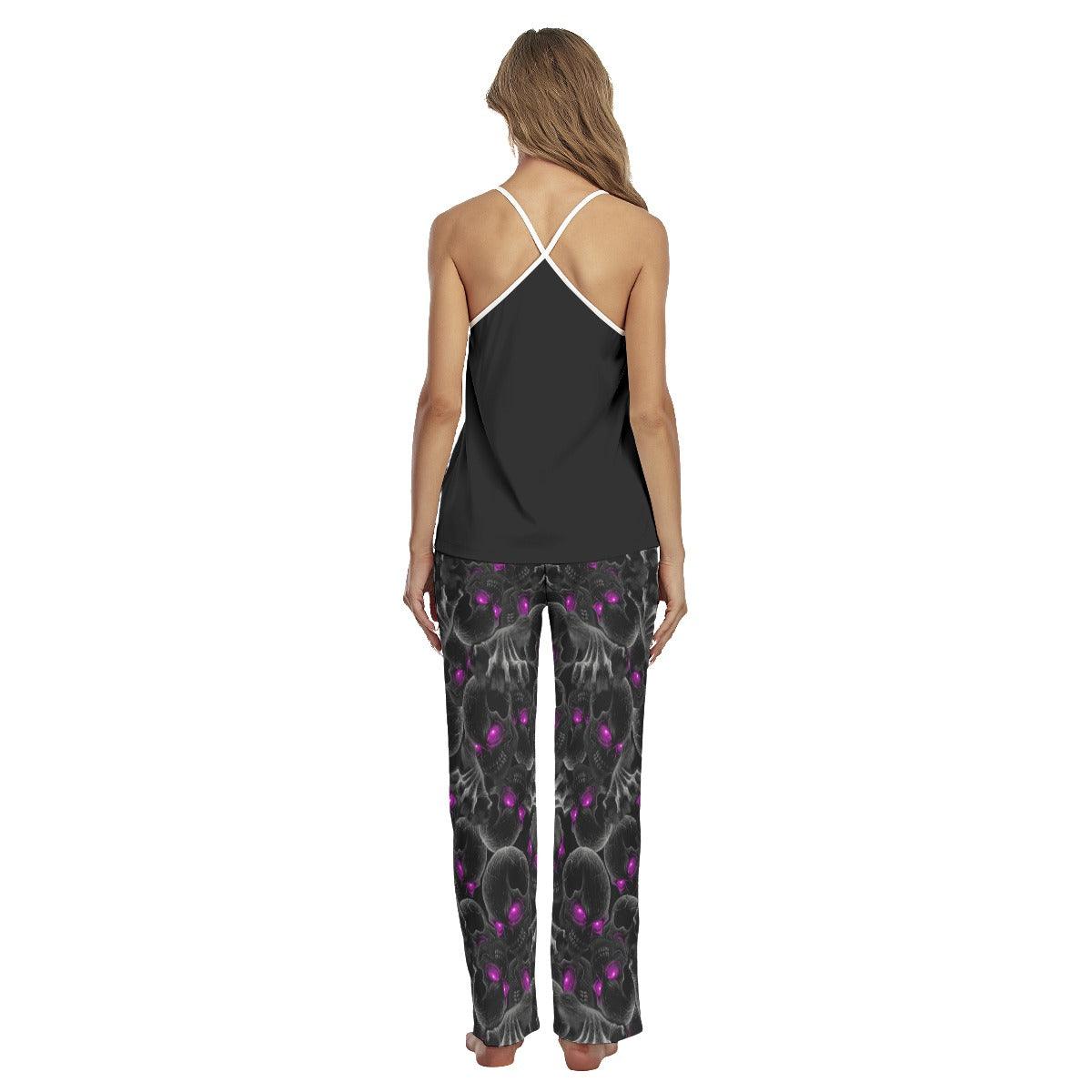 Funny Skull F-bomb Cami Pajamas Sets For Women Sleepwears Combo - Wonder Skull