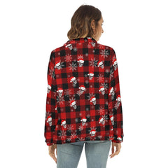 Skull Buffalo Plaid Borg Fleece Sweatshirt With Half Zip - Wonder Skull