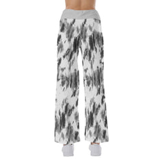 Face Smile Tiedye Gray White High-waisted Wide Leg Pants - Wonder Skull