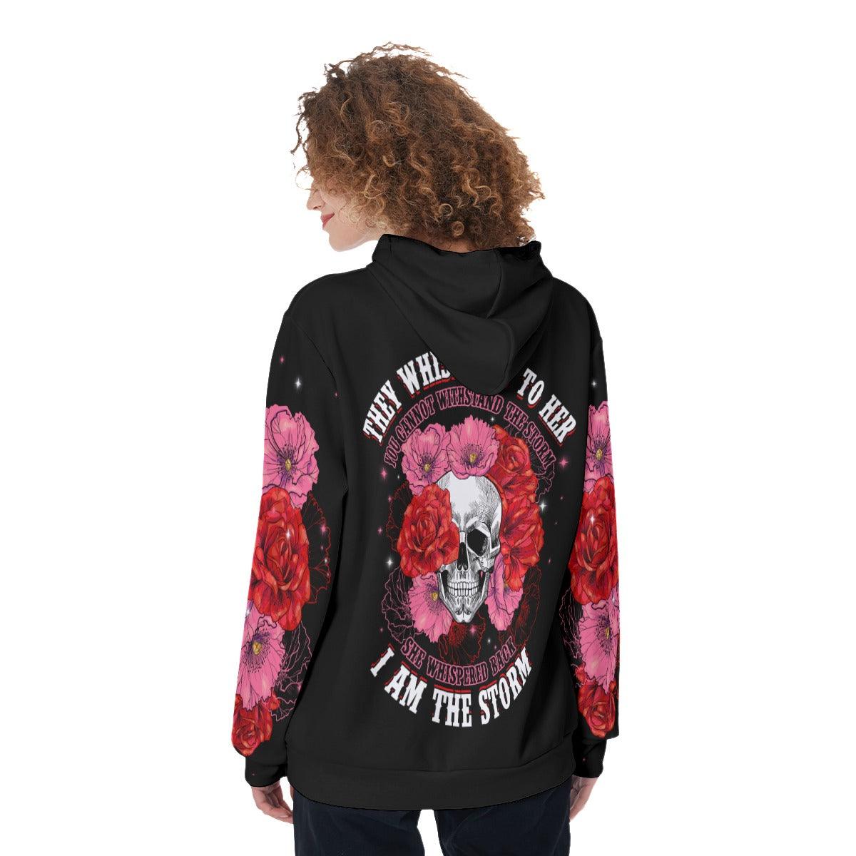 Skull Flower They Whispered To Her Funny Hoodie For Women - Wonder Skull