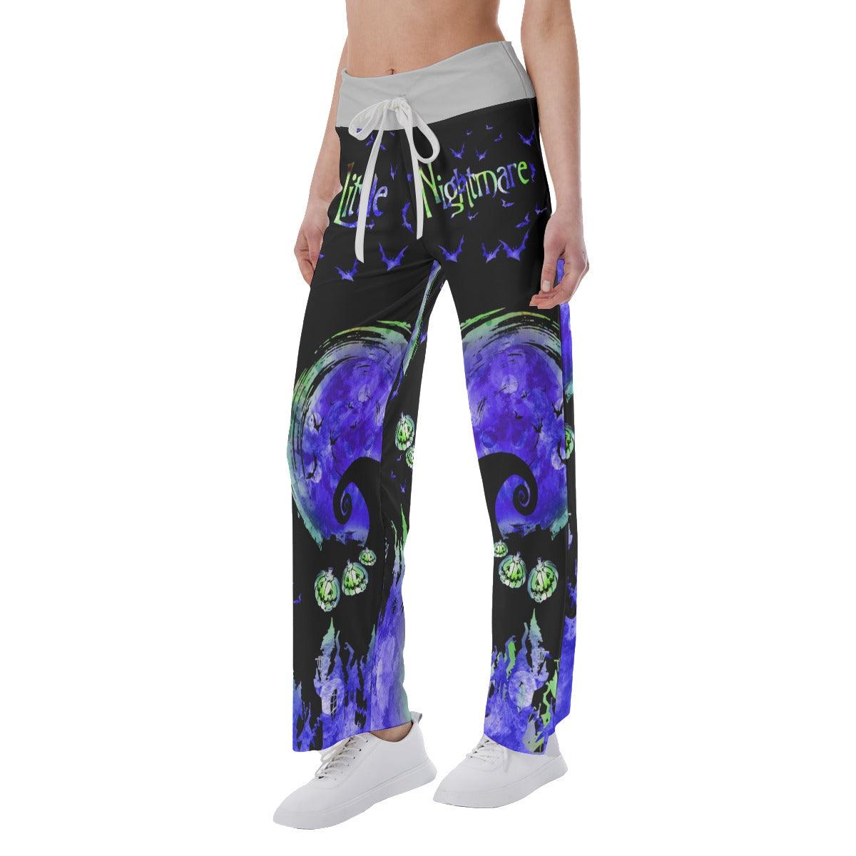 Little Nightmare Purple High-waisted Straight-leg Trousers - Wonder Skull