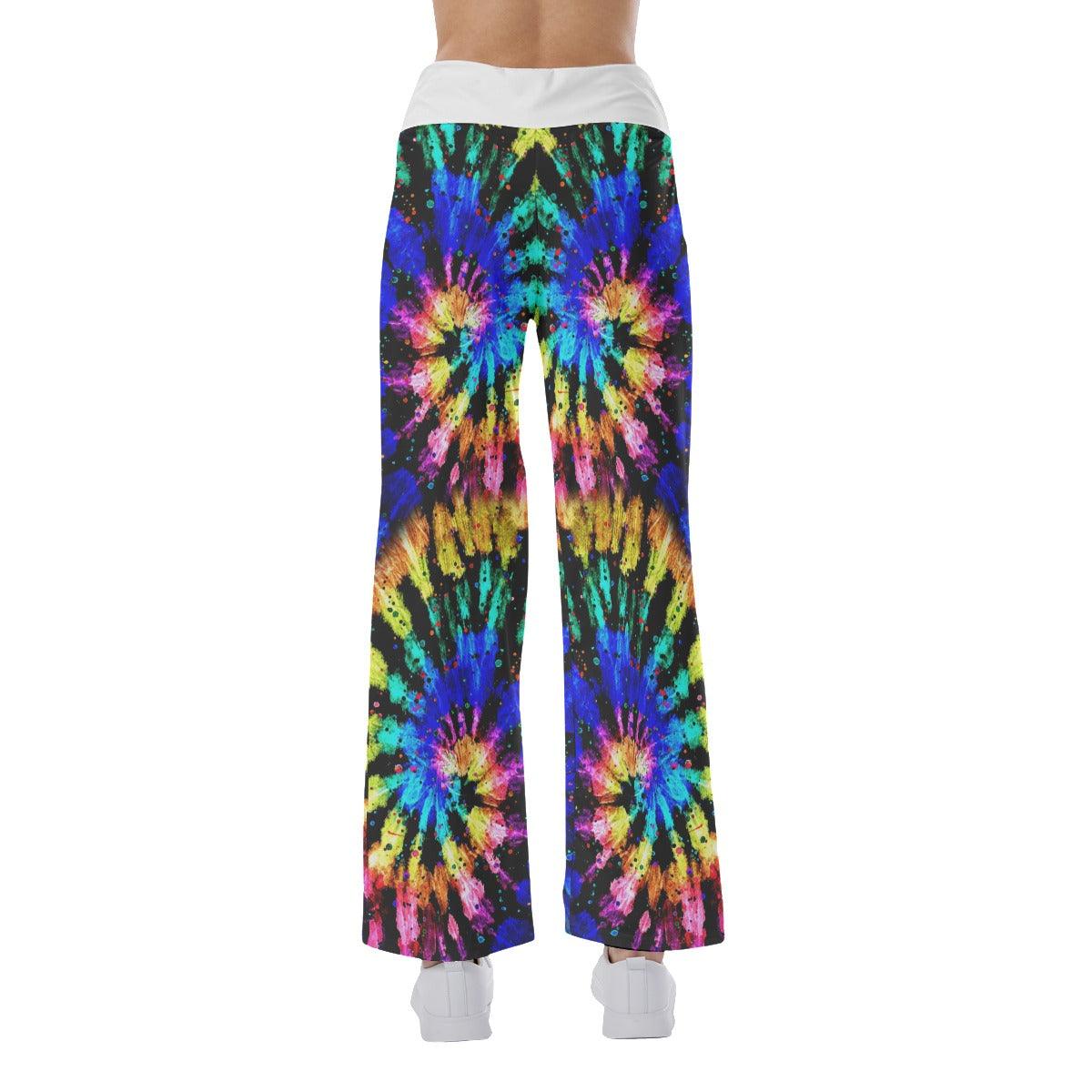 Tornado Effect Rainbow Skull Mom High-waisted Wide Leg Pants - Wonder Skull