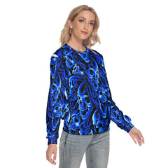 Blue Screaming Skull Slim Round Neck Sweatshirt - Wonder Skull