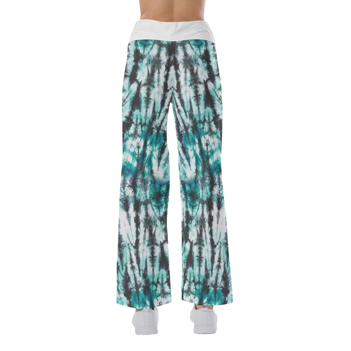 Gradiant Camo Green Skull Mom High-waisted Wide Leg Pants - Wonder Skull