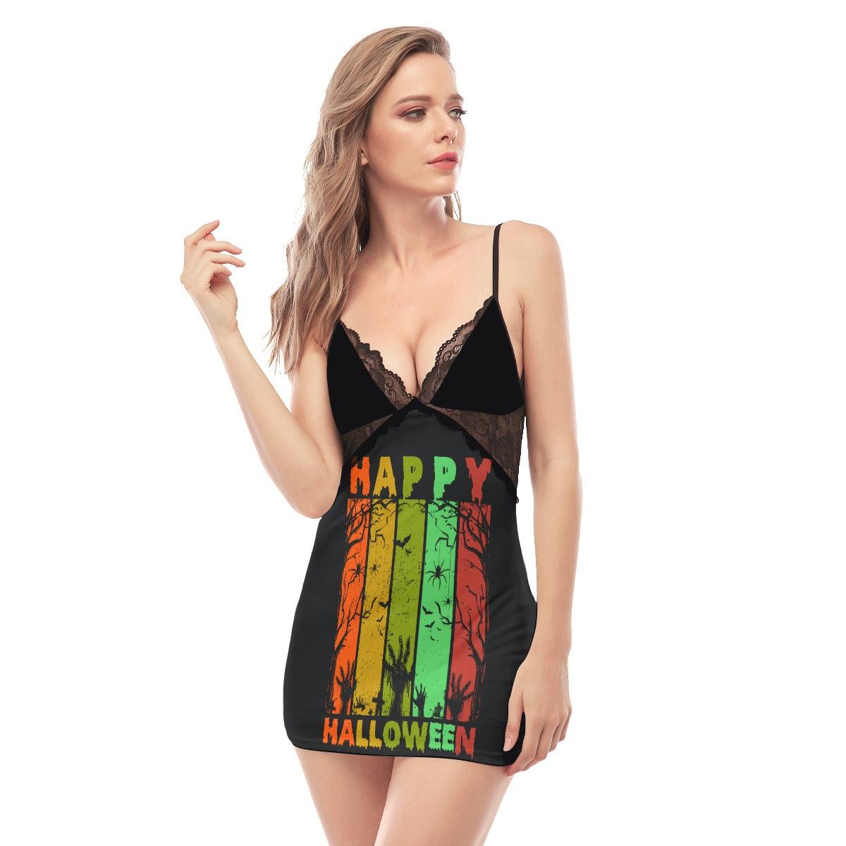 Happy Halloween Lace Chemise Nightgown - Wonder Skull