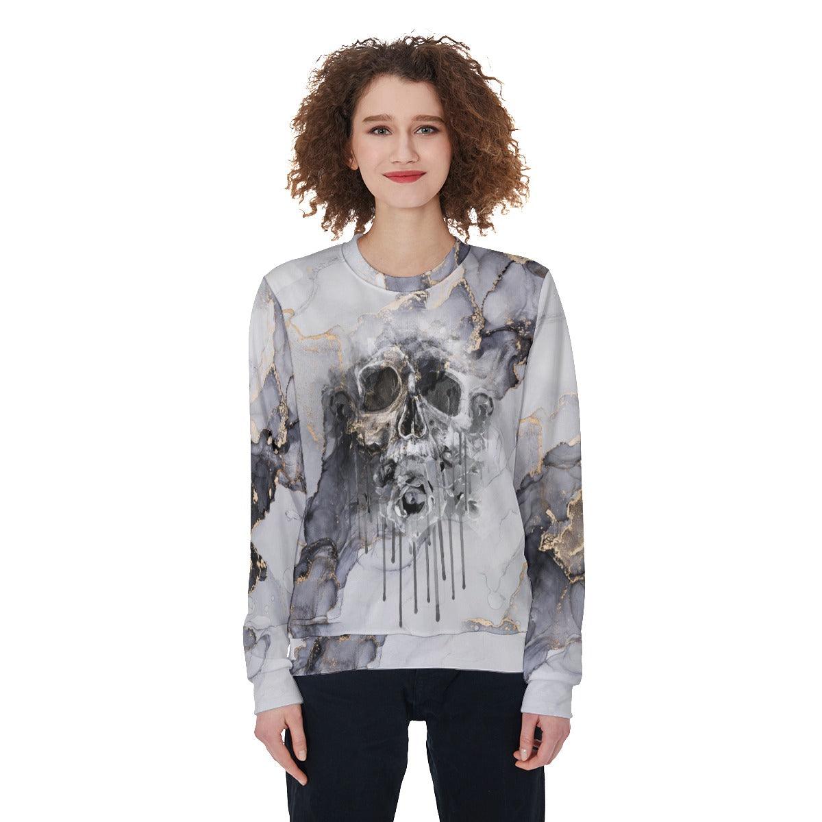 Abstract Marble Skull Heavy Fleece Sweatshirt - Wonder Skull