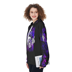 Skull Mom Warning Kinda Crazy Little Bit Mouthy Funny Hoodie For Women - Wonder Skull