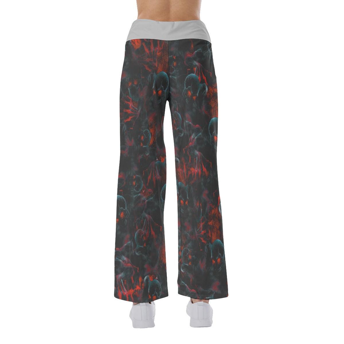 Skull Red Eye Pajama Pants Print Palazzo Lounge - Wonder Skull