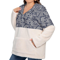 Skull Paisley Borg Fleece Hoodie With Half Zip - Wonder Skull