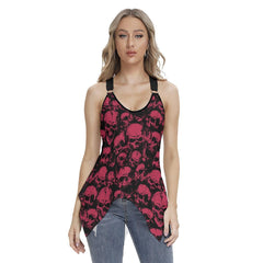Skull Pattern Racing Tank Top With Irregular Hem - Wonder Skull
