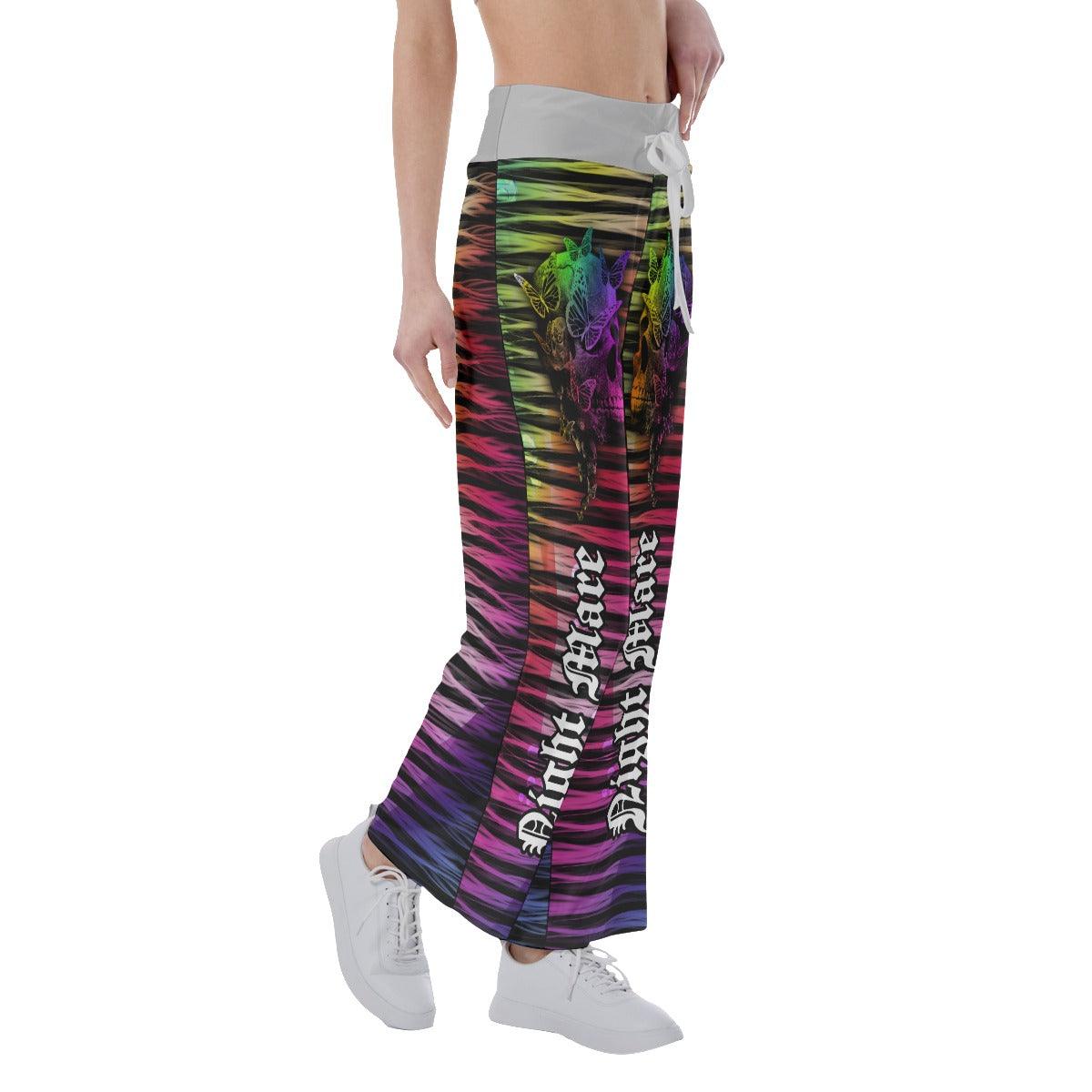 Nightmare Skull Butterfly Rainbow High-waisted Wide Leg Pants - Wonder Skull