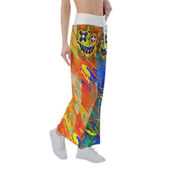 TieDye Two Blocks Color Skull Design High-waisted Wide Leg Pants - Wonder Skull