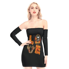 Love Halloween Off-shoulder Back Lace-up Dress - Wonder Skull