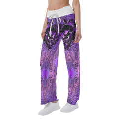 Violet Skull Mandala High-waisted Wide Leg Pants - Wonder Skull