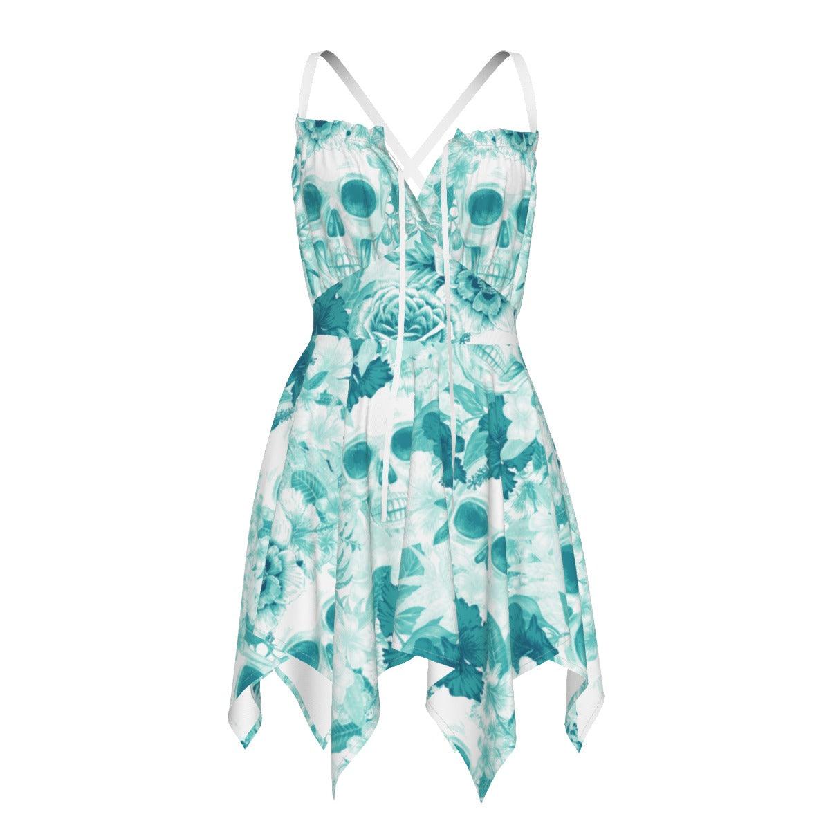 Skull Flower Colorfull Pattern All-Over Print Women's Slip Dress - Wonder Skull