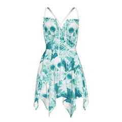 Skull Flower Colorfull Pattern All-Over Print Women's Slip Dress - Wonder Skull