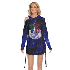 Wolf Warriors One Shoulder Dress For Women - Wonder Skull