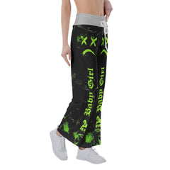 Baby Girl Green Face Smile High-waisted Straight-leg Trousers - Wonder Skull