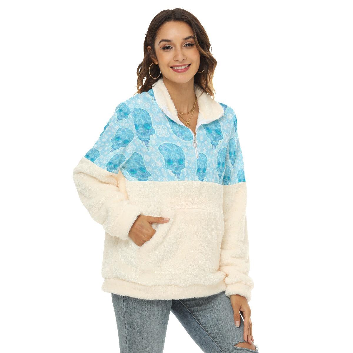 Winter Skull Fleece Sweatshirt With Half Zip - Wonder Skull