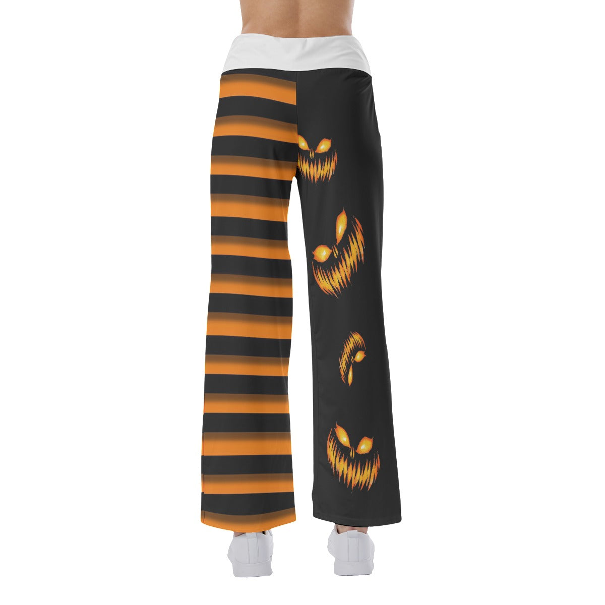 Halloween Pumpkin Women's High-waisted Wide Leg Pants | Wonder Skull
