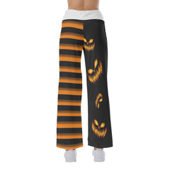 Halloween Pumpkin Women's High-waisted Wide Leg Pants | Wonder Skull