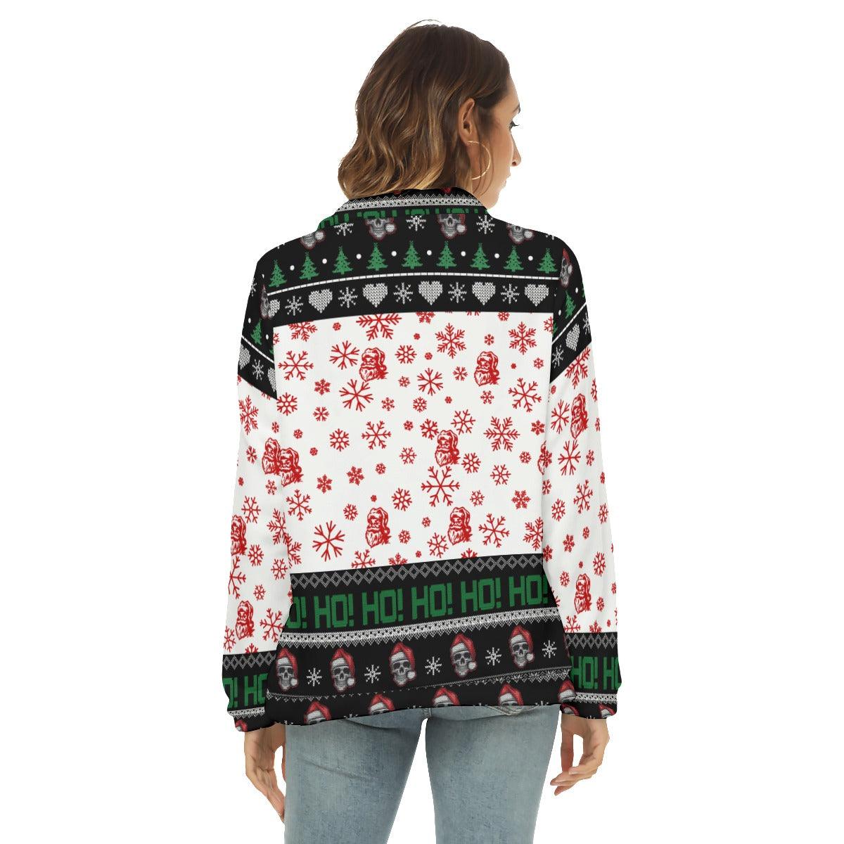 Skull Snowflake Borg Fleece Sweatshirt With Half Zip - Wonder Skull