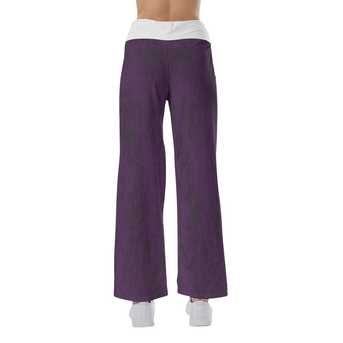 Dark Purple Bae Girl Skull High-waisted Wide Leg Pants - Wonder Skull