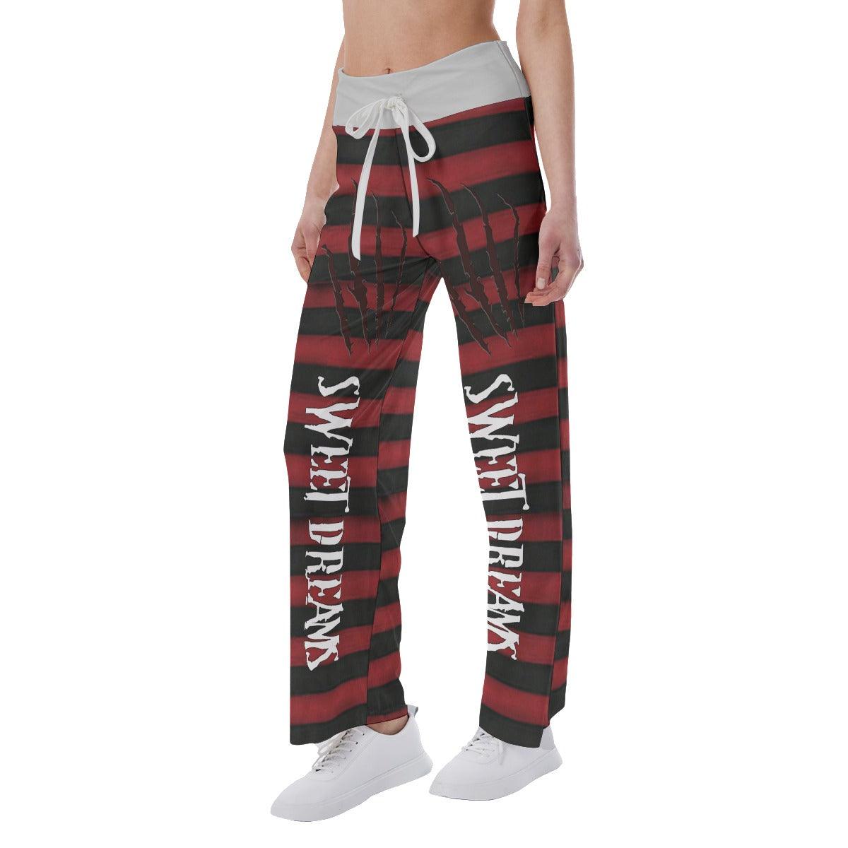 Half Red Black Sweet Dream High-waisted Wide Leg Pants - Wonder Skull