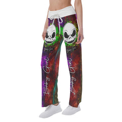 Night Wonder Skull Abtract Color High-waisted Wide Leg Pants - Wonder Skull