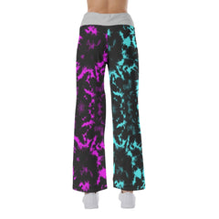Baby Girl Half Pink Cyan High-waisted Wide Leg Pants - Wonder Skull